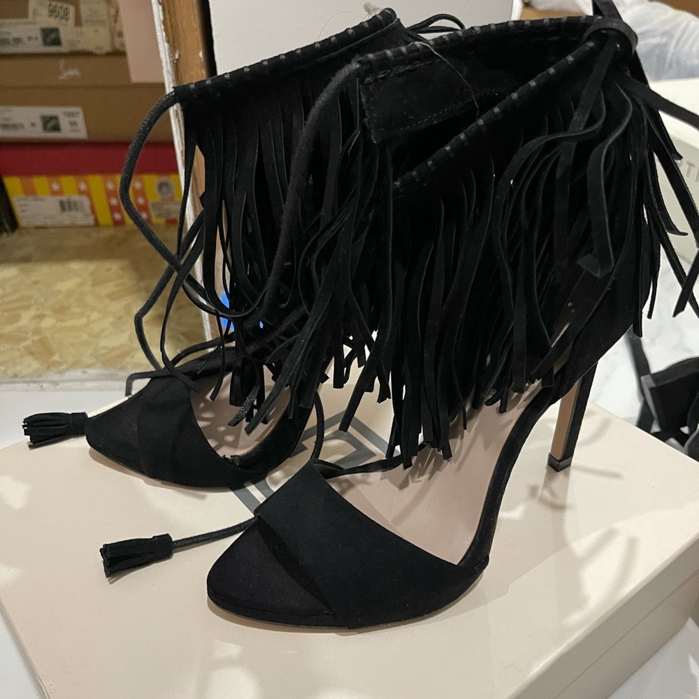 Zara ankle fringe heels brand new never worn
